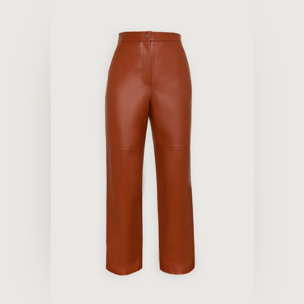 Oak + Fort Brown Straight Leg Vegan Leather Pant